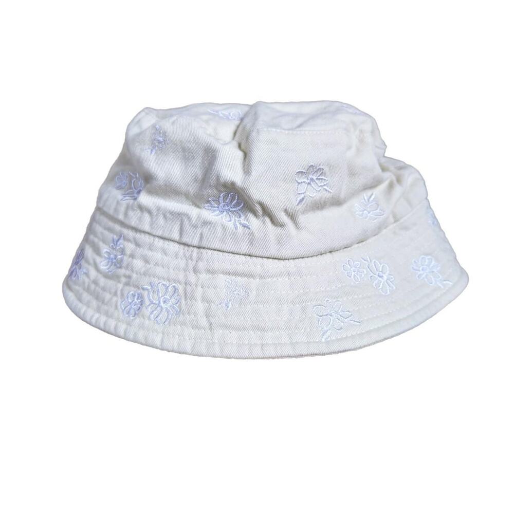 FOREVER 21 PASTEL FLORAL EMBROIDERY YELLOW BUCKET HAT SUMMER BEACH VACATIONS